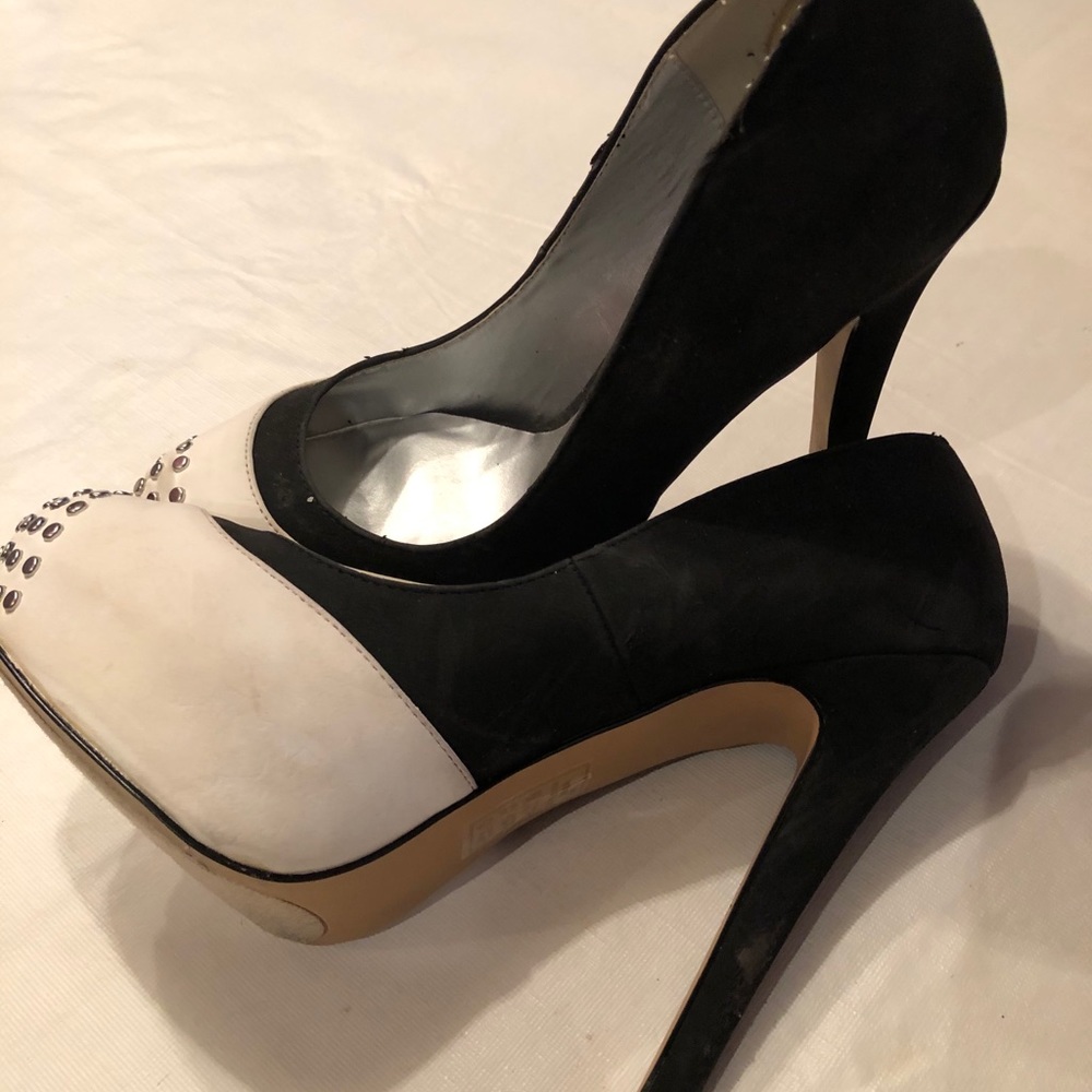 Black and white heels